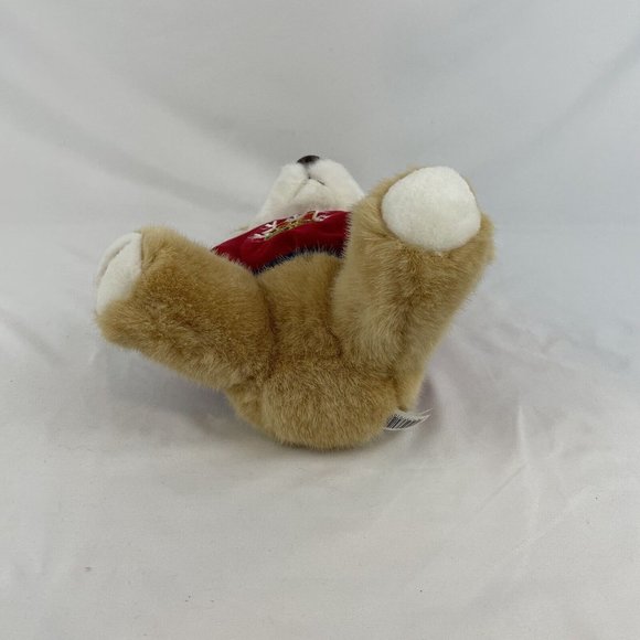 TB Toy Trading Co Tan Reindeer 13” Christmas Plush Red Snowflake Hoodie VTG 2001 - Picture 5 of 9